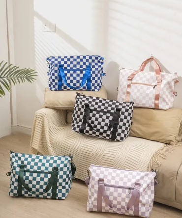 Zenana Checkered Multi-Pocket Travel Bag