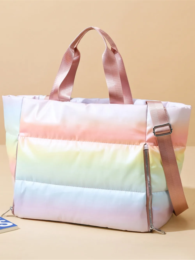 Gradient Quilted Travel Bag with Side Zippers - Image 5