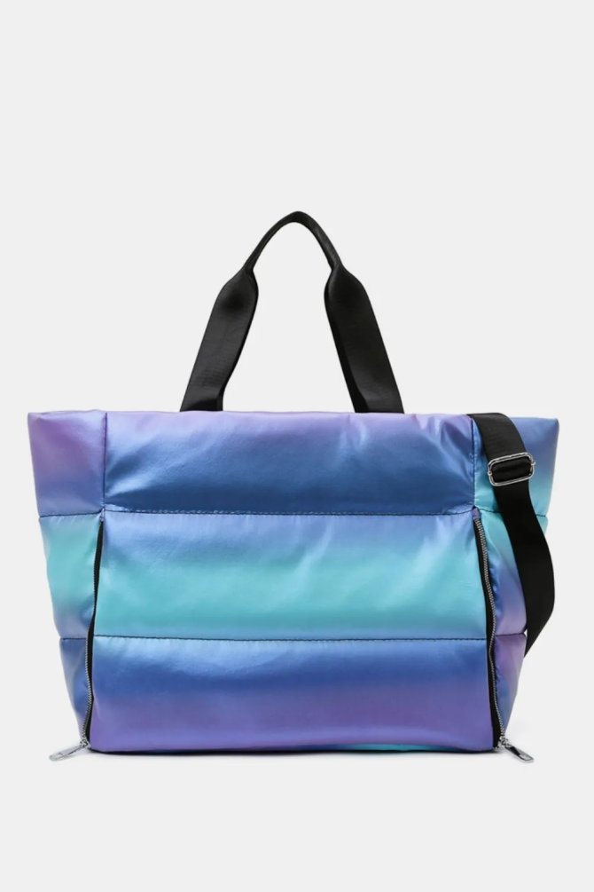 Gradient Quilted Travel Bag with Side Zippers - Image 2