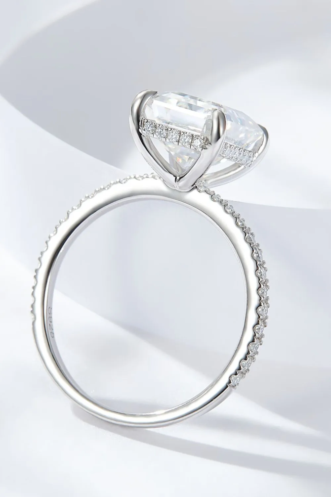 Emerald Cut 4 Carat Moissanite Side Stone Ring - Image 3