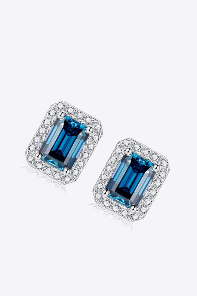 2 Carat Moissanite Stud Earrings in Indigo - Image 2