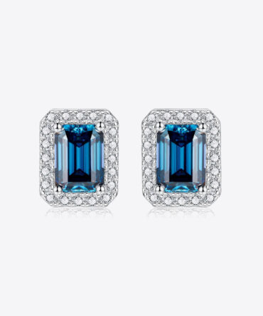 2 Carat Moissanite Stud Earrings in Indigo