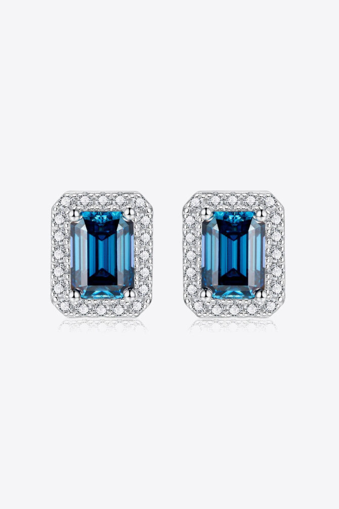 2 Carat Moissanite Stud Earrings in Indigo