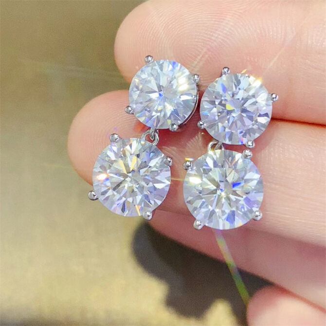 10 Carat Moissanite 925 Sterling Silver Earrings - Image 5