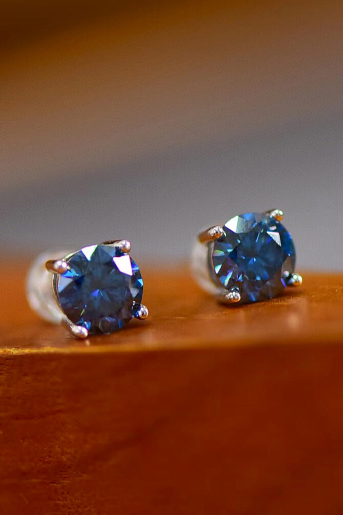 2 Carat Moissanite Four-Prong Platinum-Plated Earrings - Image 4