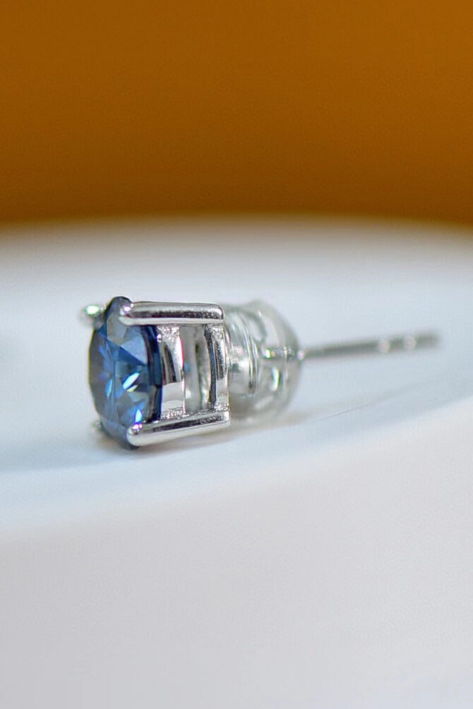 2 Carat Moissanite Four-Prong Platinum-Plated Earrings - Image 6