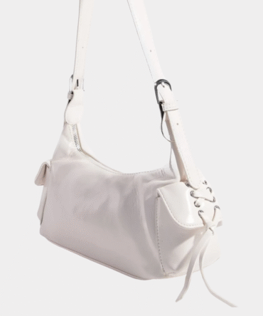 fame braided accent double pocket shoulder bag