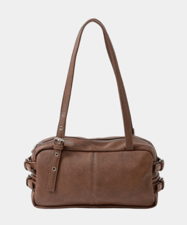 fame multi grommet belt strap rustic rectangular hand bag