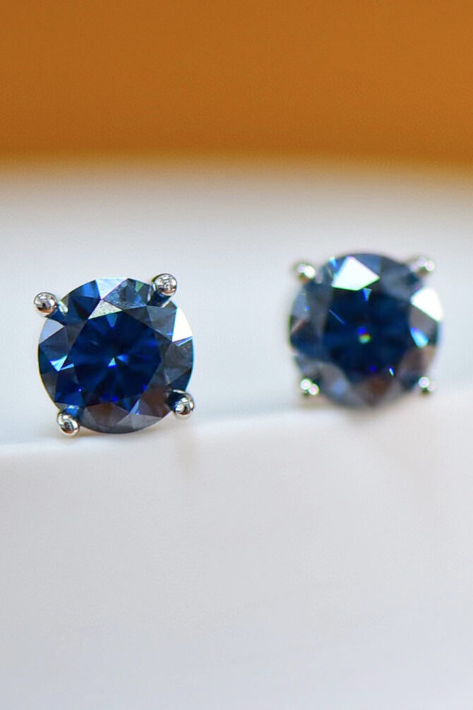 2 Carat Moissanite Four-Prong Platinum-Plated Earrings - Image 2