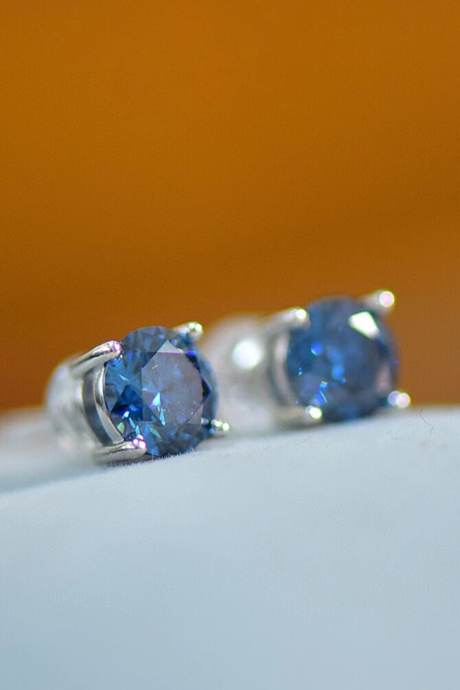 2 Carat Moissanite Four-Prong Platinum-Plated Earrings - Image 5