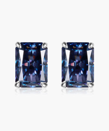 2 Carat Rectangle Moissanite 4-Prong Stud Earrings