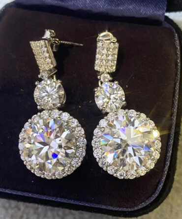 12 Carat Moissanite Platinum-Plated Drop Earrings