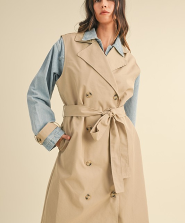 MABLE Layered Look Trench Coat With Denim Jacket