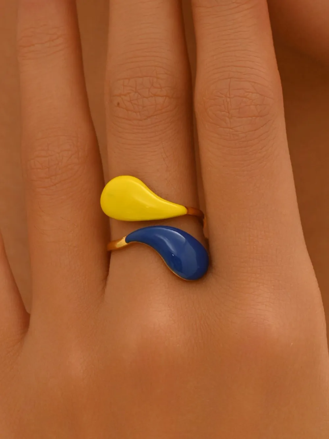 18K Gold-Plated Contrast Open Ring