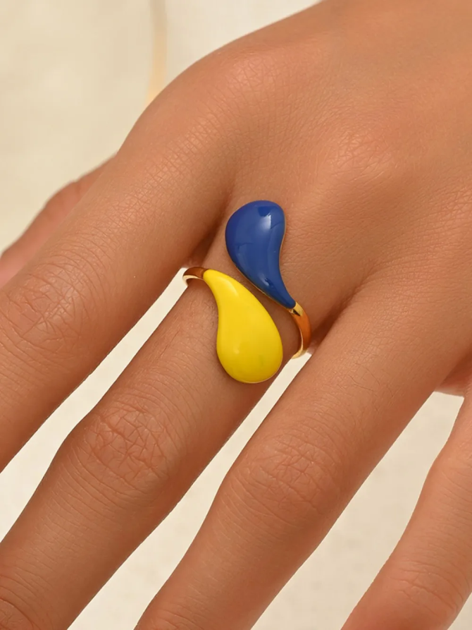18K Gold-Plated Contrast Open Ring - Image 2