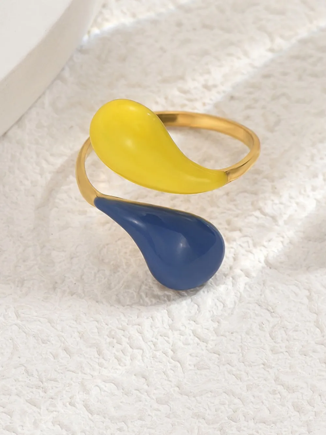 18K Gold-Plated Contrast Open Ring - Image 3