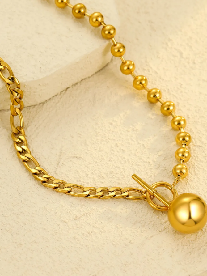18K Gold-Plated Stainless Steel Necklace with Sphere Pendant - Image 3