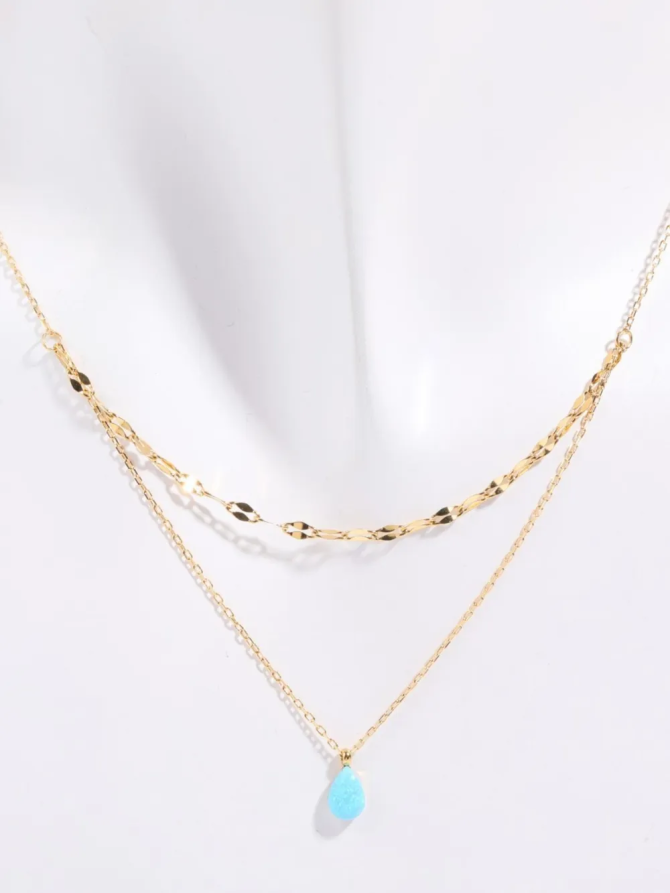 Stainless Steel Opal Teardrop Necklace - Image 7