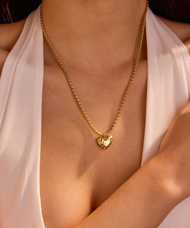 18K Gold-Plated Stainless Steel Heart Pendant Necklace