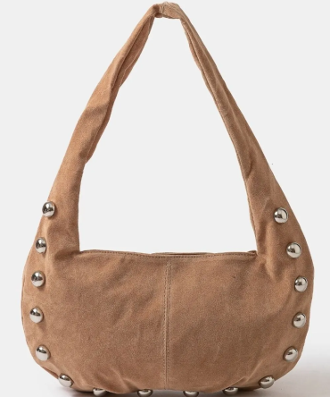 Fame Metallic Sphere Studded Soft Hobo Shoulder Bag
