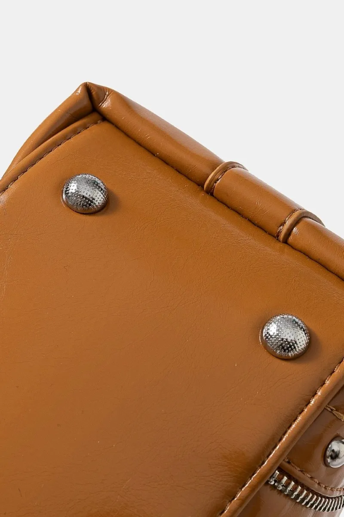 Fame Faux Leather Studded Trim Shoulder Bag - Image 7