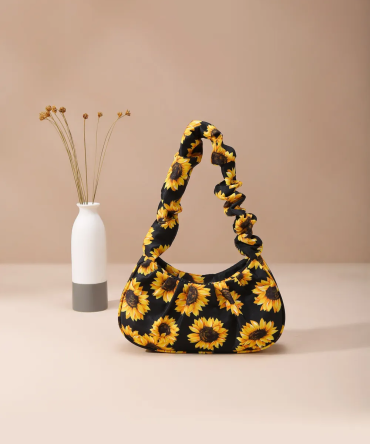 Sunflower Print Shoulder Bag