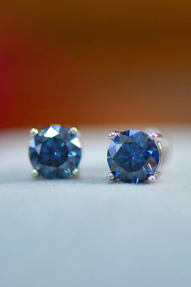 2 Carat Moissanite Four-Prong Platinum-Plated Earrings - Image 3