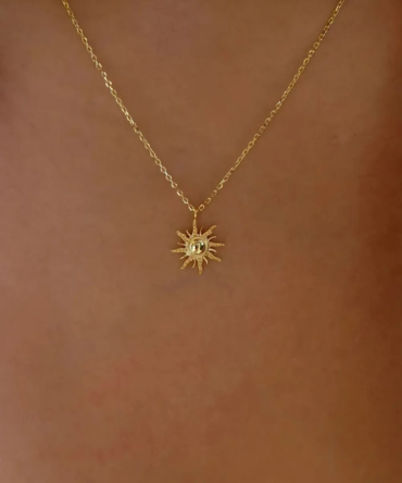 Zinc Alloy Sun Pendant Necklace