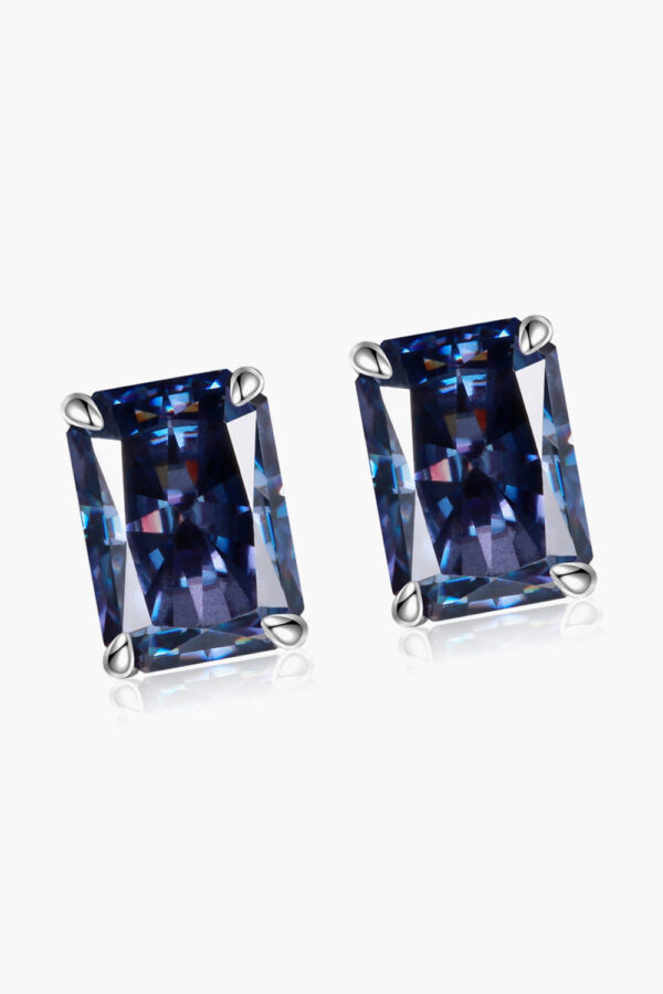 2 carat rectangle moissanite 4 prong stud earrings