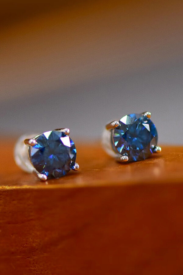 2 carat moissanite four prong platinum plated earrings