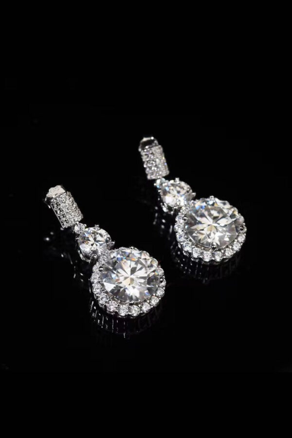 12 carat moissanite platinum plated drop earrings
