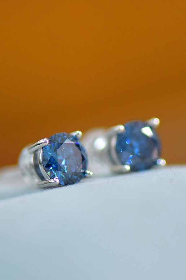 2 carat moissanite four prong platinum plated earrings