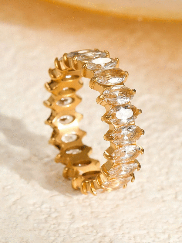 18k gold plated inlaid zircon ring