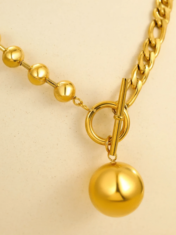 18k gold plated stainless steel necklace with sphere pendant