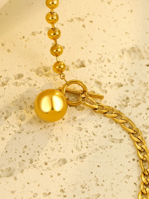 18k gold plated stainless steel necklace with sphere pendant