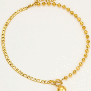18k gold plated stainless steel necklace with sphere pendant