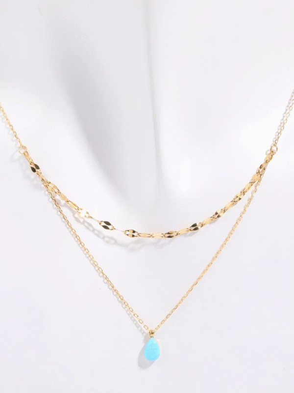 stainless steel opal teardrop necklace